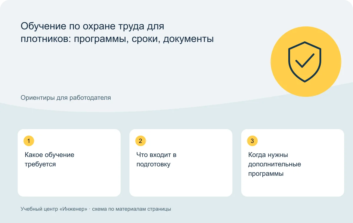 Обучение по охране труда для плотников: программы, сроки, документы — схема основных тем