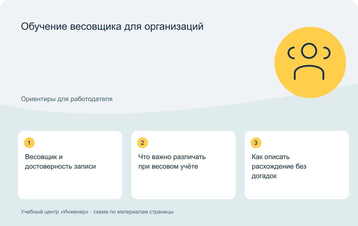 Обучение весовщика для организаций — схема основных тем