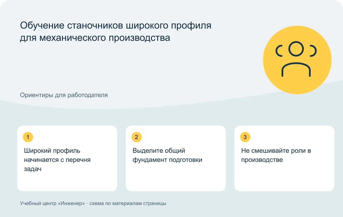 Обучение станочников широкого профиля для механического производства — схема основных тем