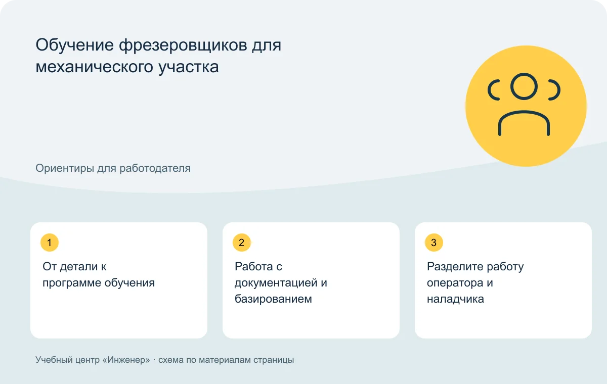 Обучение фрезеровщиков для механического участка — схема основных тем
